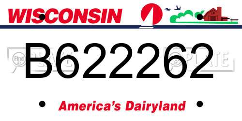 B622262 Wisconsin License Plate