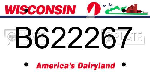 B622267 Wisconsin License Plate