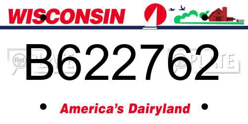 B622762 Wisconsin License Plate