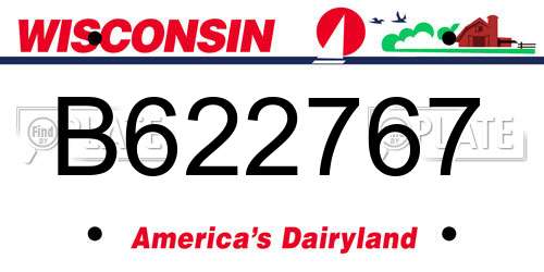 B622767 Wisconsin License Plate