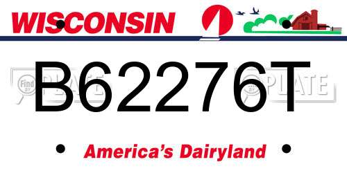 B62276T Wisconsin License Plate