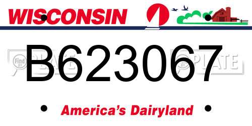B623067 Wisconsin License Plate