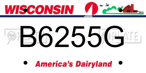 B6255G Wisconsin License Plate