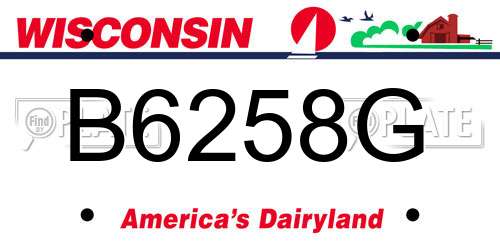 B6258G Wisconsin License Plate