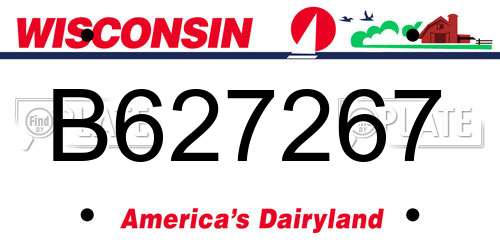 B627267 Wisconsin License Plate