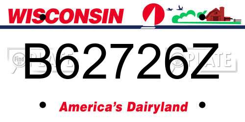 B62726Z Wisconsin License Plate