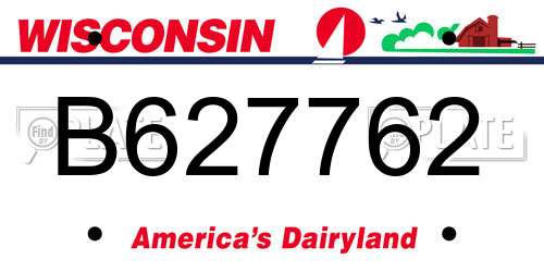 B627762 Wisconsin License Plate