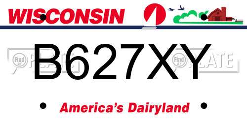 B627XY Wisconsin License Plate