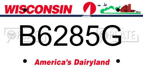 B6285G Wisconsin License Plate