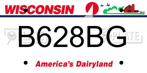 B628BG Wisconsin License Plate