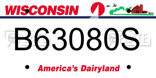 B63080S Wisconsin License Plate