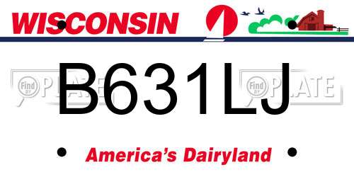 B631LJ Wisconsin License Plate