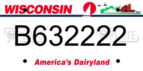 B632222 Wisconsin License Plate
