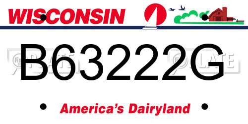 B63222G Wisconsin License Plate
