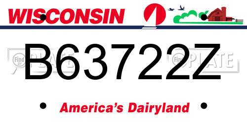 B63722Z Wisconsin License Plate
