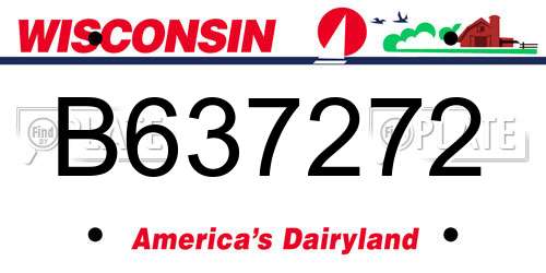 B637272 Wisconsin License Plate