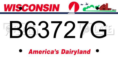 B63727G Wisconsin License Plate