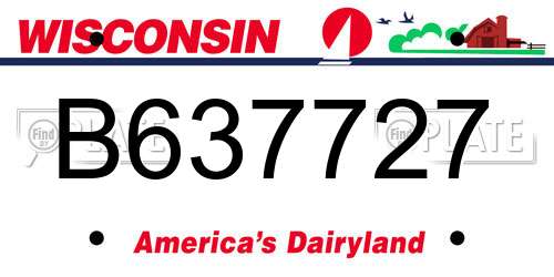 B637727 Wisconsin License Plate