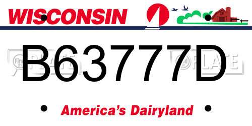 B63777D Wisconsin License Plate
