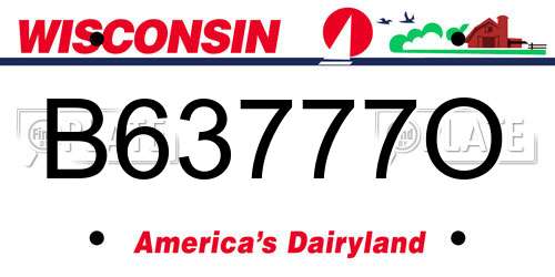 B63777O Wisconsin License Plate
