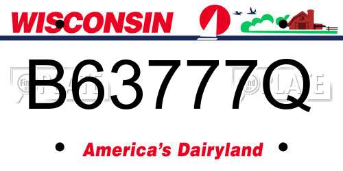 B63777Q Wisconsin License Plate