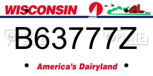 B63777Z Wisconsin License Plate