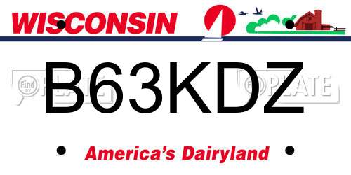 B63KDZ Wisconsin License Plate