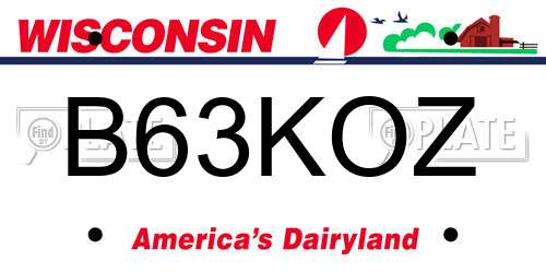 B63KOZ Wisconsin License Plate