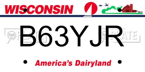 B63YJR Wisconsin License Plate