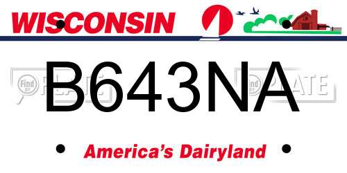 B643NA Wisconsin License Plate