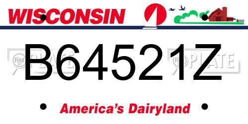 B64521Z Wisconsin License Plate