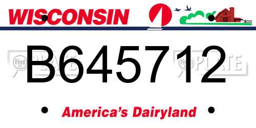 B645712 Wisconsin License Plate
