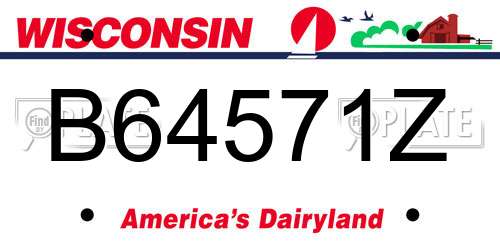 B64571Z Wisconsin License Plate