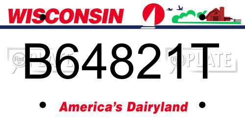 B64821T Wisconsin License Plate