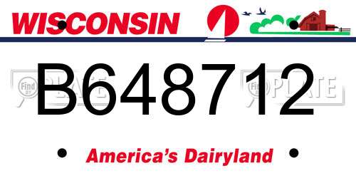 B648712 Wisconsin License Plate