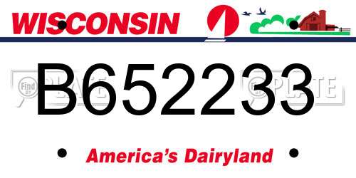 B652233 Wisconsin License Plate