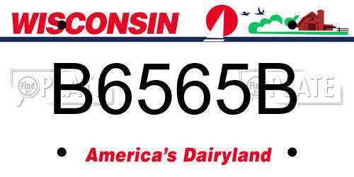 B6565B Wisconsin License Plate