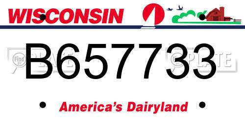 B657733 Wisconsin License Plate