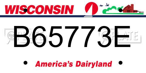 B65773E Wisconsin License Plate