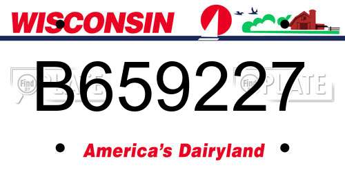 B659227 Wisconsin License Plate