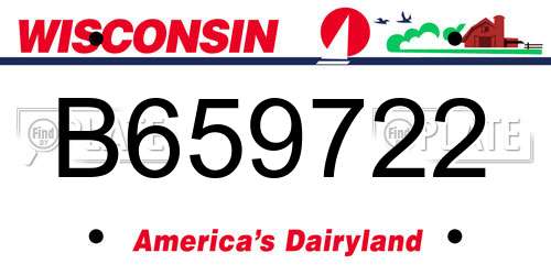 B659722 Wisconsin License Plate