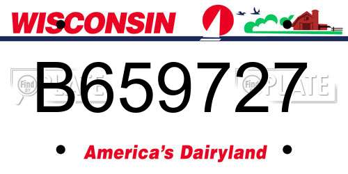 B659727 Wisconsin License Plate