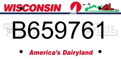 B659761 Wisconsin License Plate
