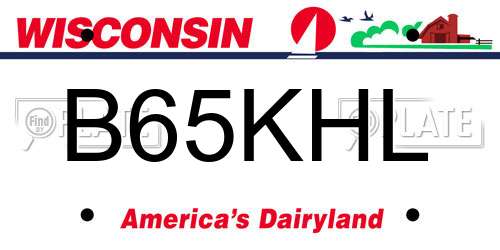 B65KHL Wisconsin License Plate