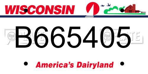 B665405 Wisconsin License Plate