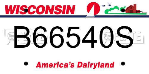 B66540S Wisconsin License Plate