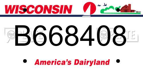 B668408 Wisconsin License Plate