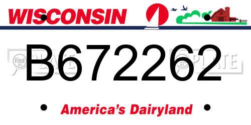 B672262 Wisconsin License Plate