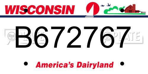 B672767 Wisconsin License Plate
