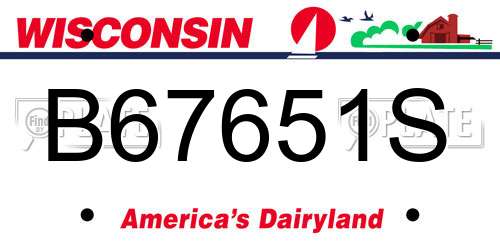 B67651S Wisconsin License Plate